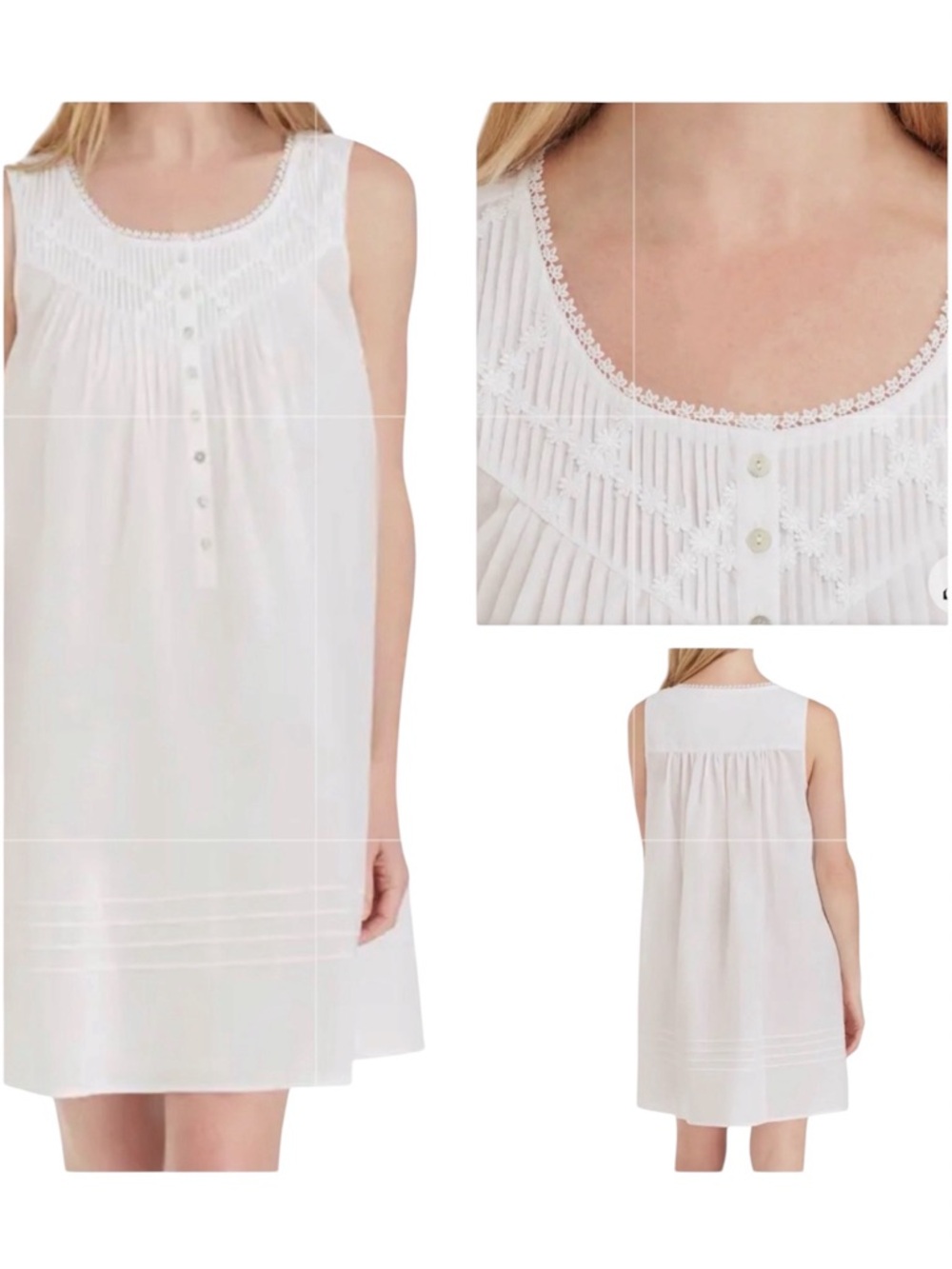 Eileen West White Cotton Nightgown Size M